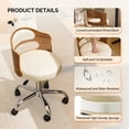 thumbnail image 4 of Ktaxon Office Computer Desk Chair with Rolling Wheels, Vanity Stool with Faux Leather Seat, Adjustable Task Chair for Study Make-up Dressing Beige, 4 of 8