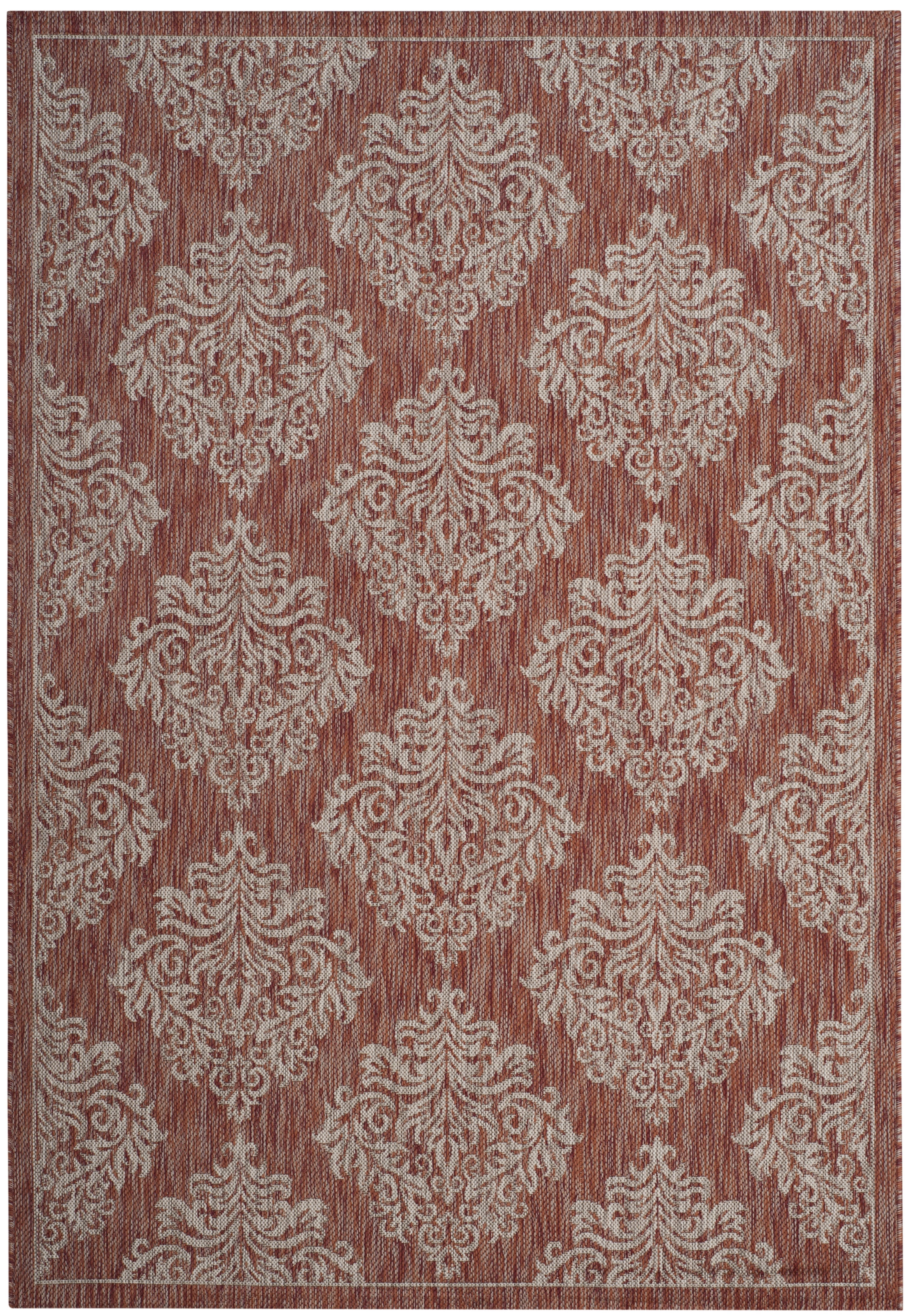 SAFAVIEH Courtyard Joetta Geometric Indoor/Outdoor Area Rug, Rust/Grey, 6'7" x 9'6"