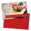 Personalized Red Plaid Banner Photo Holiday Card