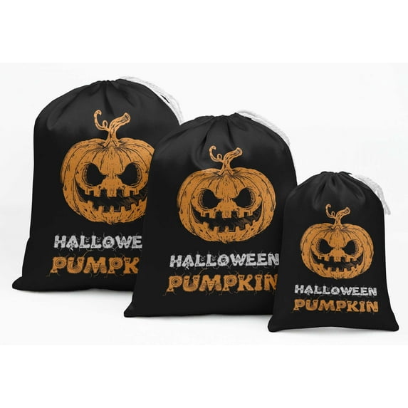 Darling Souvenir Black Pumpkin Halloween Party Supplies Favor Bags Drawstring Pouches 15 Pieces