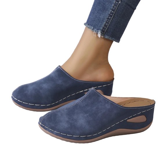 Gealkoca Clogs for Women's Comfortable Wedge Slip-On Closed Toe Sandals Summer Casual Walking Slides Women's Casual Trendy Sandals with Wedge Heels
