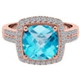 thumbnail image 2 of Mauli Jewels Rings for Women 2.60 Carat Diamond And Cushion Cut Blue Topaz Ring 4 Prong 14K Rose Gold, 2 of 6