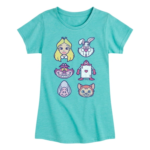 Alice in Wonderland - Character Face Grid - Youth Girls Fitted Short Sleeve T-Shirt