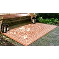 thumbnail image 3 of Unique Loom Botanical Collection Traditional Floral Border Transitional Indoor and Outdoor Flatweave Area Rug, 5' x 8', Terracotta/Beige, 3 of 5