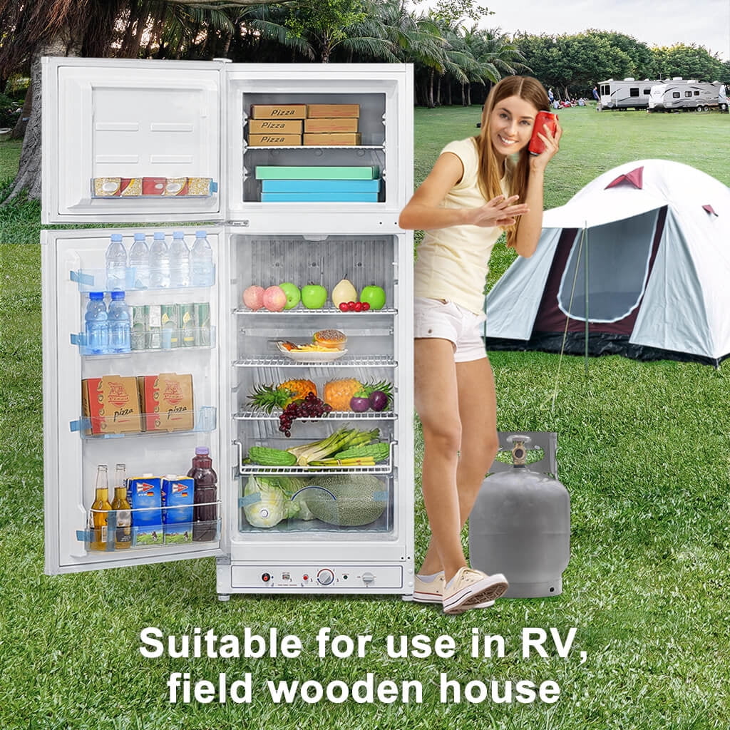 Smad Propane Refrigerator Top Freezer 9.3 Cu ft 110V Fridge for Garage RV Food Truck Off Grid