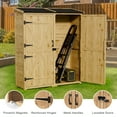 thumbnail image 4 of Outdoor Storage shed, Lofka Wooden Outdoor Storage Cabinet, with 2 Lockable Doors and Handles, 5.3ft x4.6ft, Natural, 4 of 12