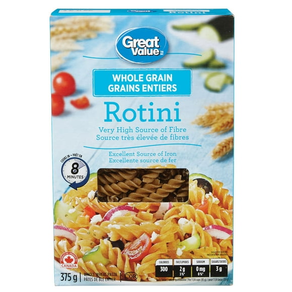 Great Value Whole Grain Rotini, 375 g