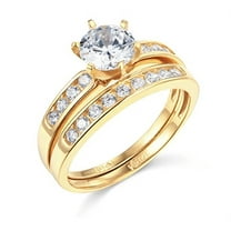 Shine Brite With A Diamond 2.10ct Round Cut Diamond Wedding Matching Band Ring Set, 14K Yellow Gold
