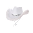 thumbnail image 2 of Jumpingount Sombrero de vaquero de discoteca de tela, accesorio de moda para salidas nocturnas elegantes, sombrero de vaquera, sombrero de campo, Sombreros Blanco, 2 of 6