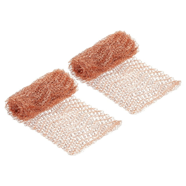 Unique Bargains 4'x39' Copper Mesh Roll Pure Copper Wire Mesh Corrugated Shape 4-Strand Mesh Screen 2 Roll