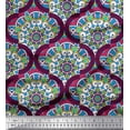 thumbnail image 1 of Soimoi Cotton Voile Fabric Mandala & Quatrefoil Damask Decor Fabric Printed Yard 56 Inch Wide, 1 of 1