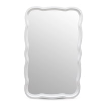 COZAYH Curved Wood Frame Accent Mirror, Modern Farmhouse Wall Decor, White