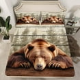 thumbnail image 2 of Castle Fairy Wildlife Bear 3pcs Twin Sheet Sets,Woodland Animal Twin Fitted Sheet,Rustic Cabin Breathable Flat Sheet,Luxury Boys Bedroom Decor, 2 of 7