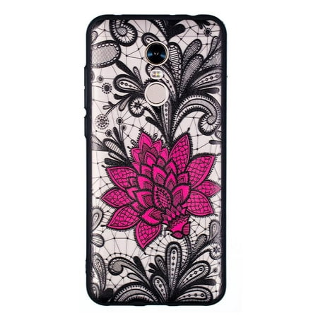 Mojoyce Hat-Prince Relief Phone Case for Xiaomi Redmi 5 Plus Note 5 (Big Flower)