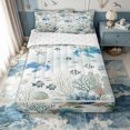 thumbnail image 3 of Erosebridal Turtle Coral Fish Zipper Full Size Comforter Sets with Fitted Sheet and 2 Pillowcases for Girls Boys, Teal Cute Ocean Sealife Zipper Bedding Set, Reversible, 4-Piece, 3 of 7