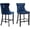 Blue, variant on Velvet Upholstered Bar Stools Set of 2 with Back and Wood Legs, Metal Pulling Ring, Armless Counter Height Barstools for Kitchen Island, Pub