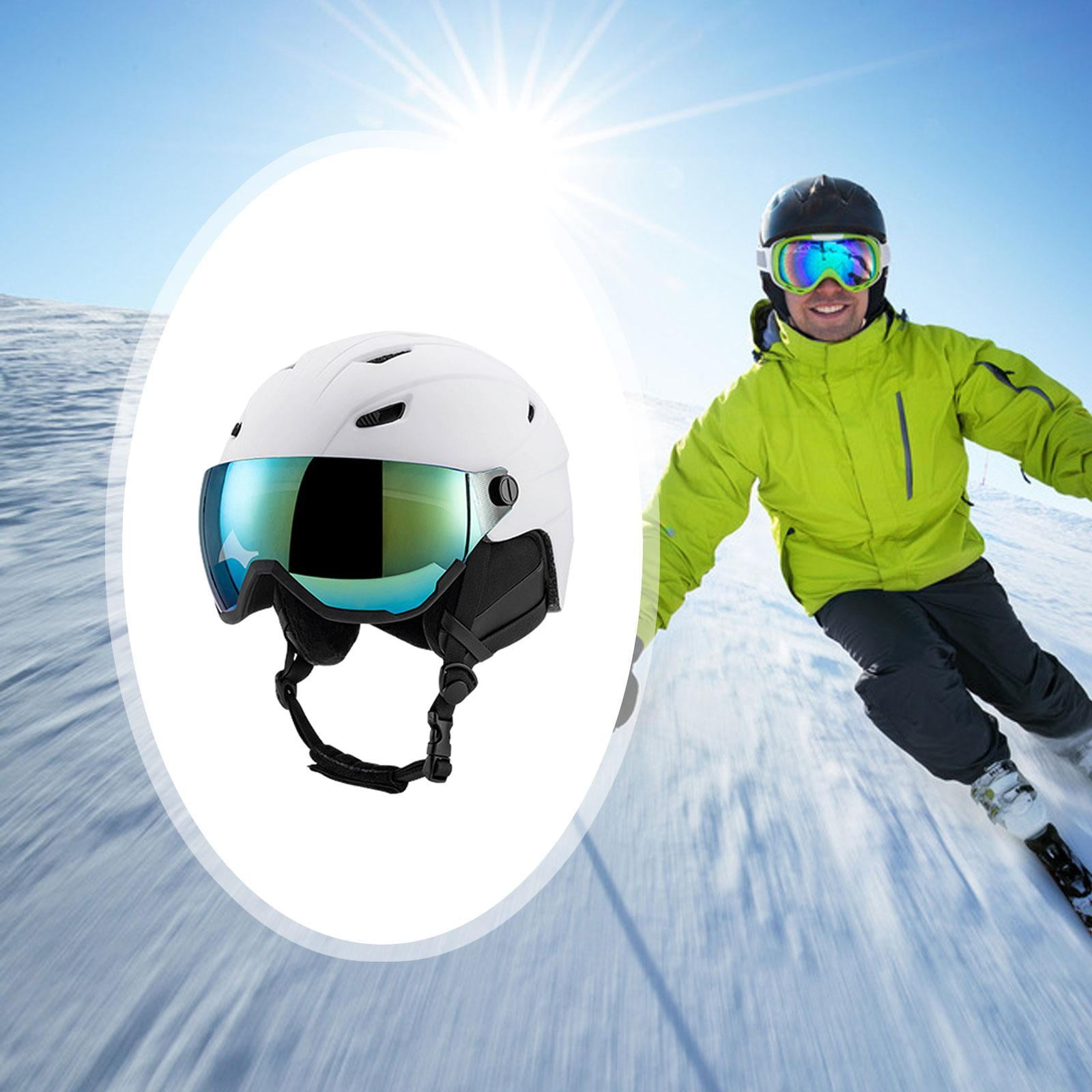 figatia Skiing Helmet Warm Protectived Glasses with Jaw Pad Snow Ski Helmet for Cold White 61 to 63cm