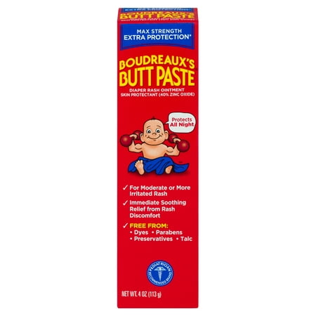 Boudreaux's Butt Paste Maximum Strength Diaper Rash Ointment, 4.0 (Best Ointment For Diaper Rash)