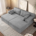 thumbnail image 3 of 71'' Oversized Double Chaise Lounges Indoor, Cloud Upholstered Boneless Couch Bed, Deep Seat, No Assembly Required, Modern Corduroy Sleeper Loveseat Chair for Living Room Bedroom Reading (Light Grey), 3 of 8