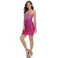 thumbnail image 5 of PrettyGuide Womens Sexy Sparkly Sequin Party Club Dress Adjustable Spaghetti Strap Shimmer Bodycon Mini Dress, 5 of 7