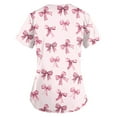 thumbnail image 4 of Halloween Scrubs, Medical Uniforms with Dual Pockets Cotton Hemp Blend Uniform Short Sleeve V-Neck Scrub Top Bow Print Healthcare Workwear Womens Nursing Tops Christmas Nurse Pink 4Xl, 4 of 4
