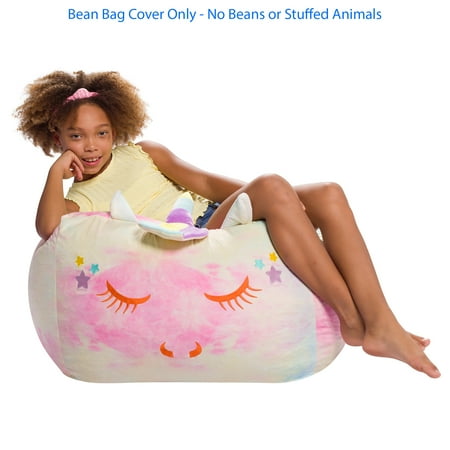 UPC: 0810073460218 | Posh Creations Animal Bean Bag Stuffable Cover  Soft Cover  Kids  2 ft  Tie Dye Unicorn