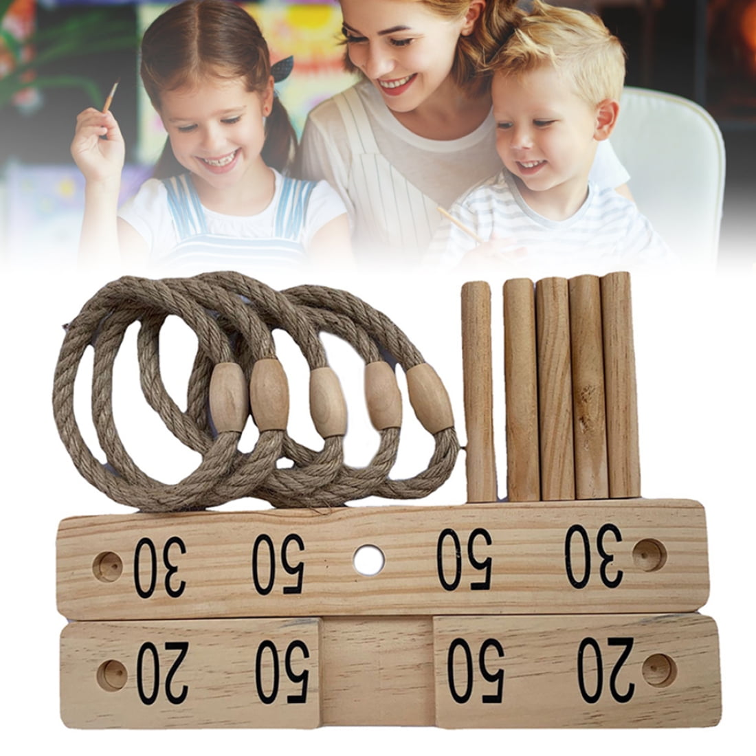 Ringshlar Wooden Ring Toss Game Set Wooden Throwing Game Easy Assembly ...