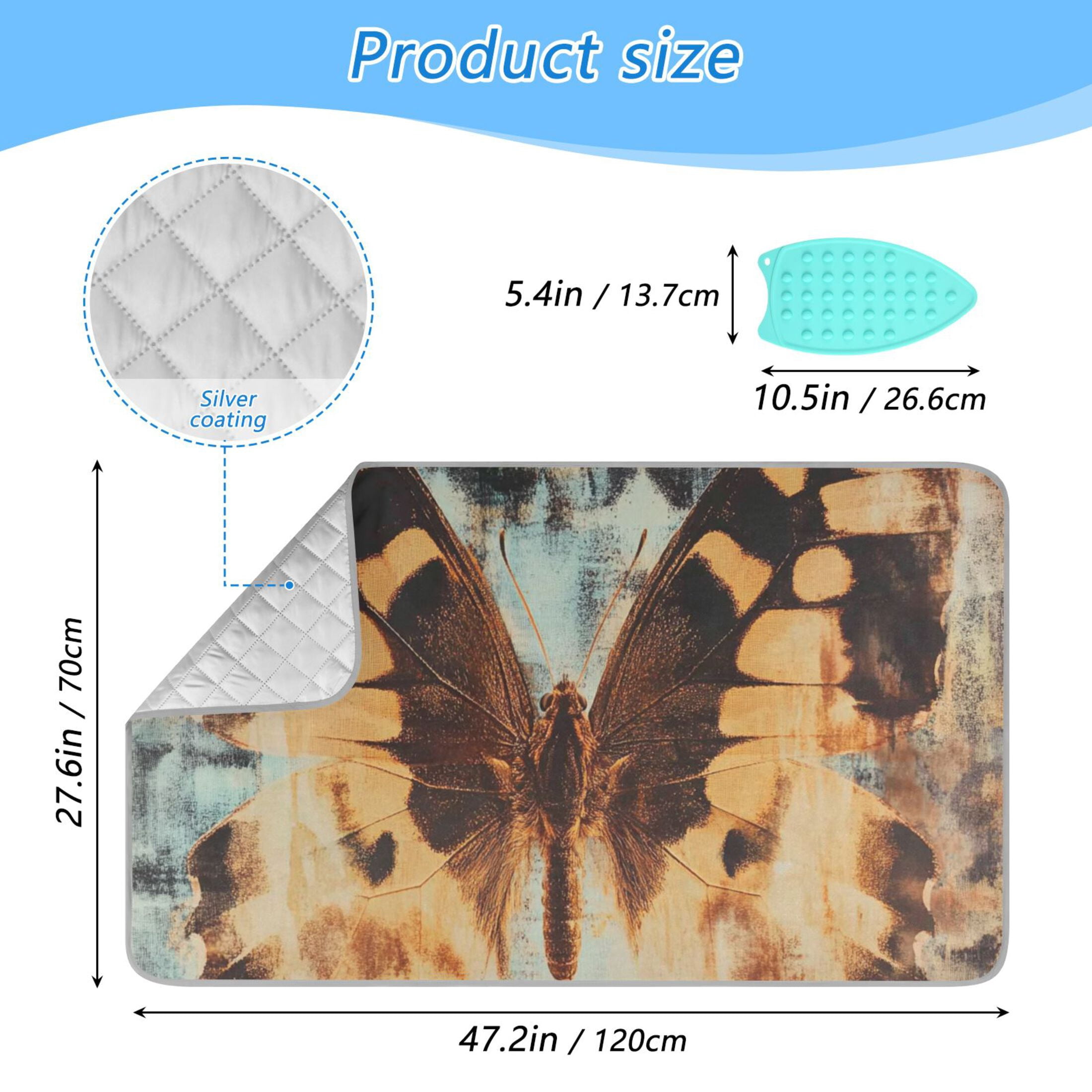 Butterfly Oil Painting Ironing Mat Blanket for Table Top Travel Portable Ironing Board Pad 47.2x27.6 Inch