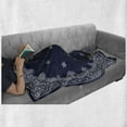 thumbnail image 6 of Paisley Soft Flannel Fleece Throw Blanket, Pattern with Middle Eastern Influences Image, Cozy Plush for Indoor and Outdoor Use, 70" x 90", Dark Blue White, by Ambesonne, 6 of 6