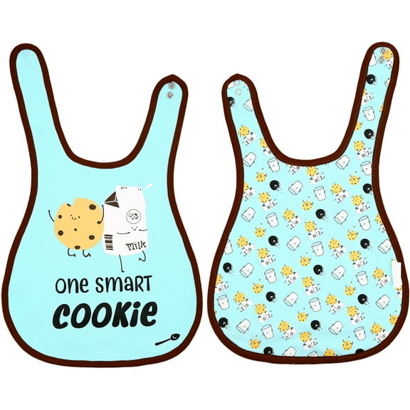 Pavilion Gift Company - Cookies and Milk - Light Blue Reversible Bib 6 Months - 3 Years