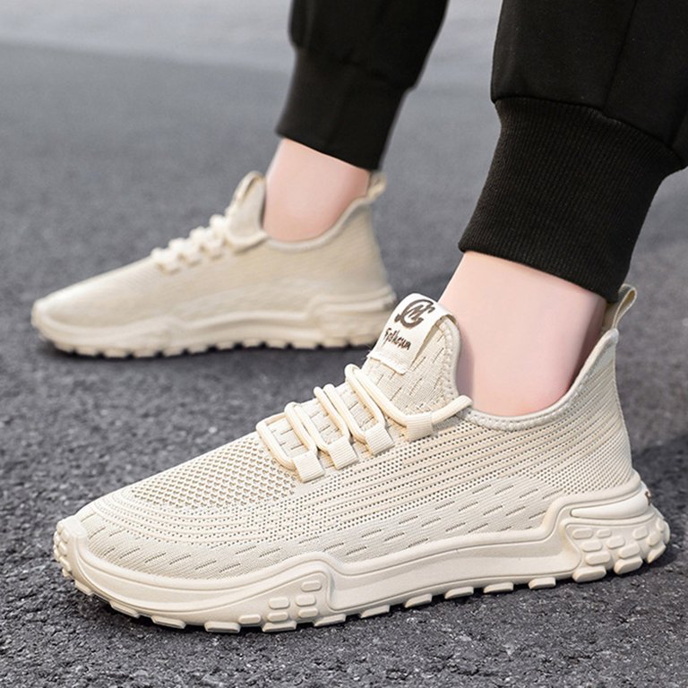 XDDST Beige Men Shoes Spring and Autumn New Fly Weaving Mesh