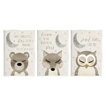 Stupell Industries Nighttime Animals & Lullabies Animals & Insects Painting Unframed Art Print Wall Art, 10 x 15, Set of 3