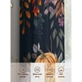thumbnail image 6 of Fall Watercolor Pumpkin Eucalyptus Leaves Thanksgiving Black Sheer Curtains 45 inches Long, Light Filtering Sheer Window Curtains Rod Pocket Voile Drapes for Bedroom Living Room, 2 Panels 52"W x 45"L, 6 of 7