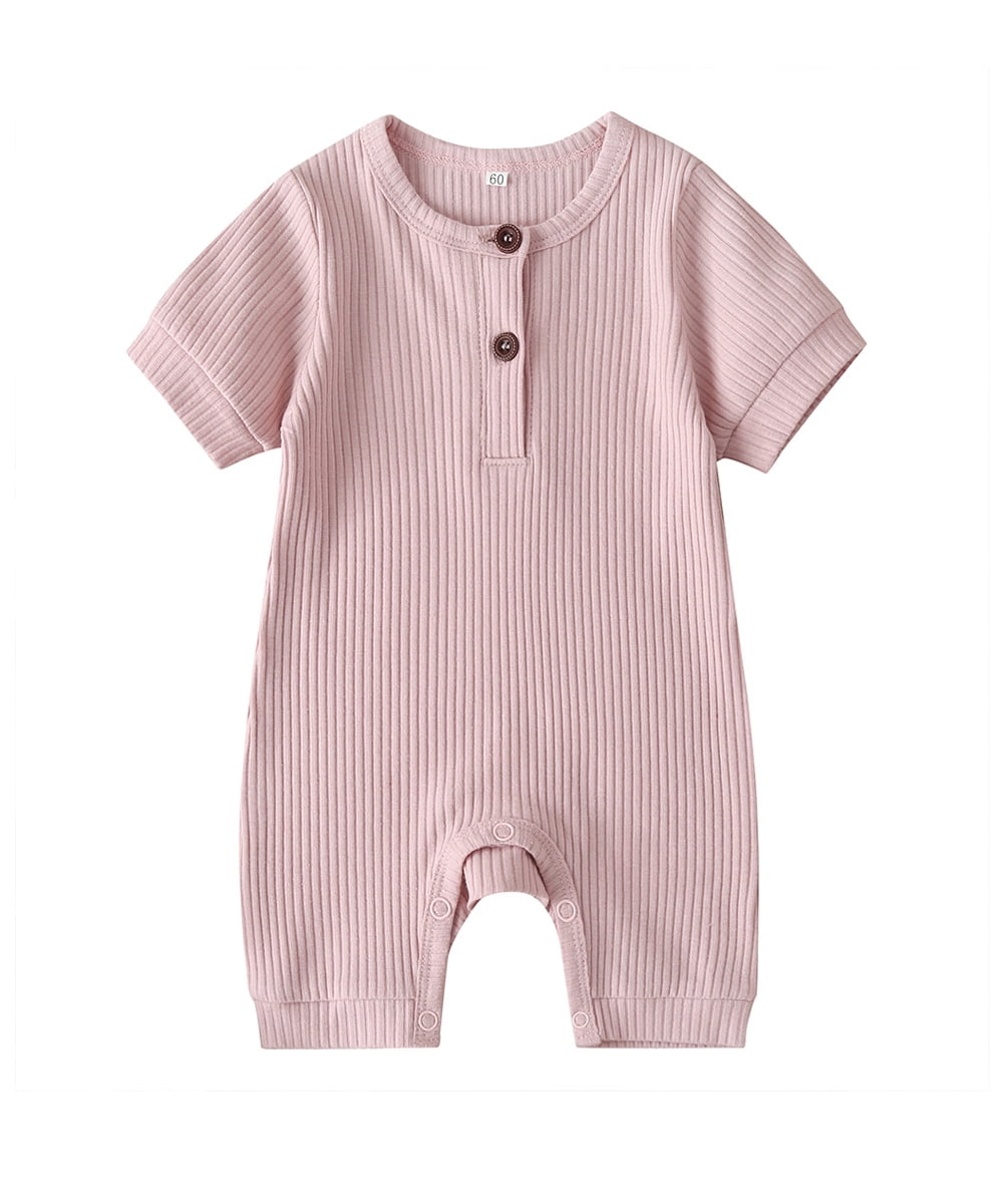 Newborn Infant Baby Boys Girls Long Sleeve Solid Romper Jumpsuit Clothes Outfit 