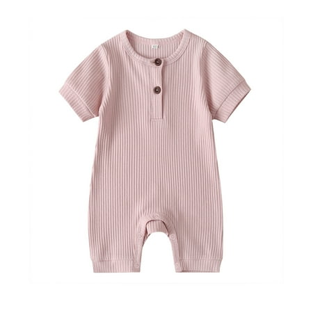 

Newborn Baby Boy Girl Knitted Short Sleeve Solid Romper Jumpsuit Playsuit