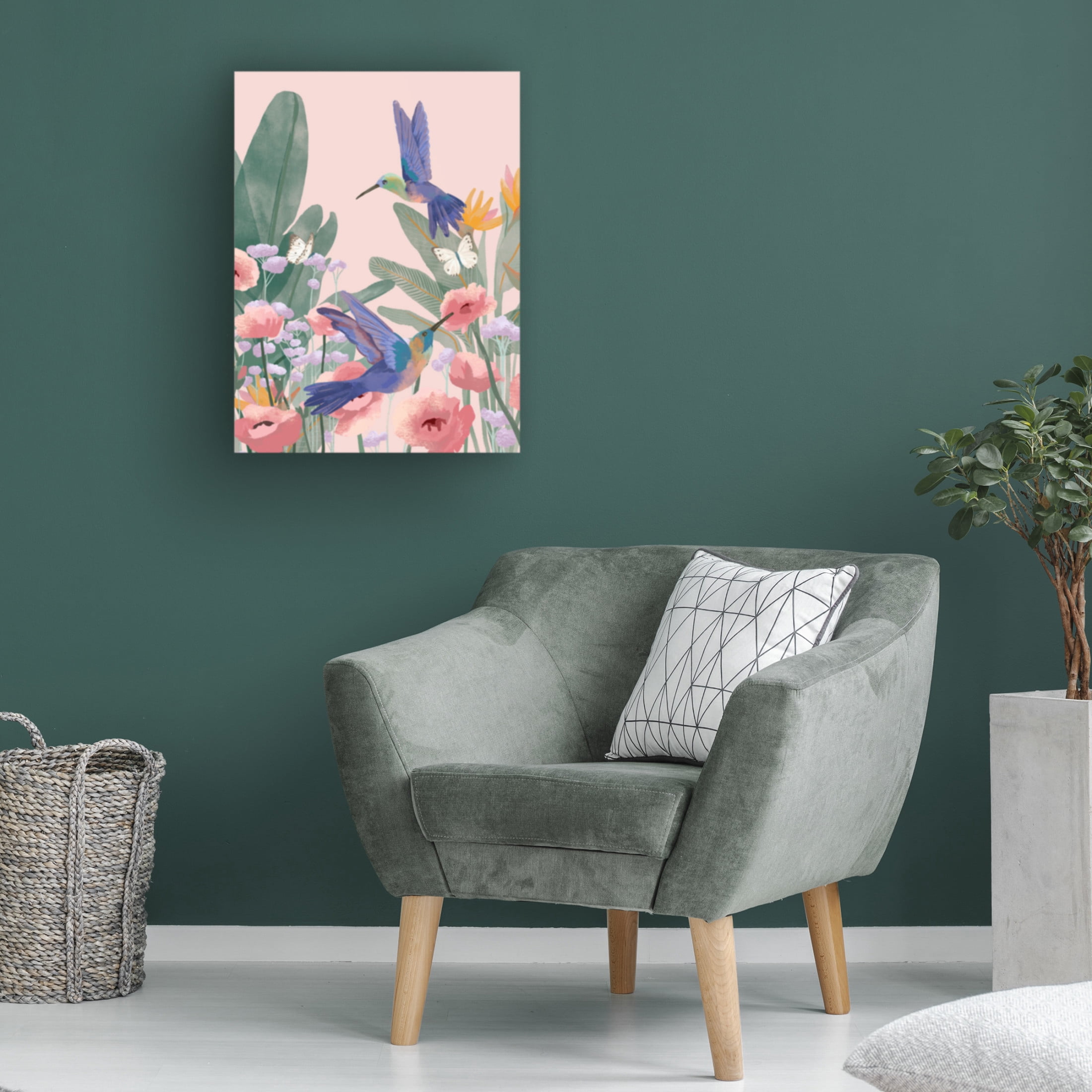 Trademark Fine Art Goed Blauw  Hummingbirds Canvas Wall Art