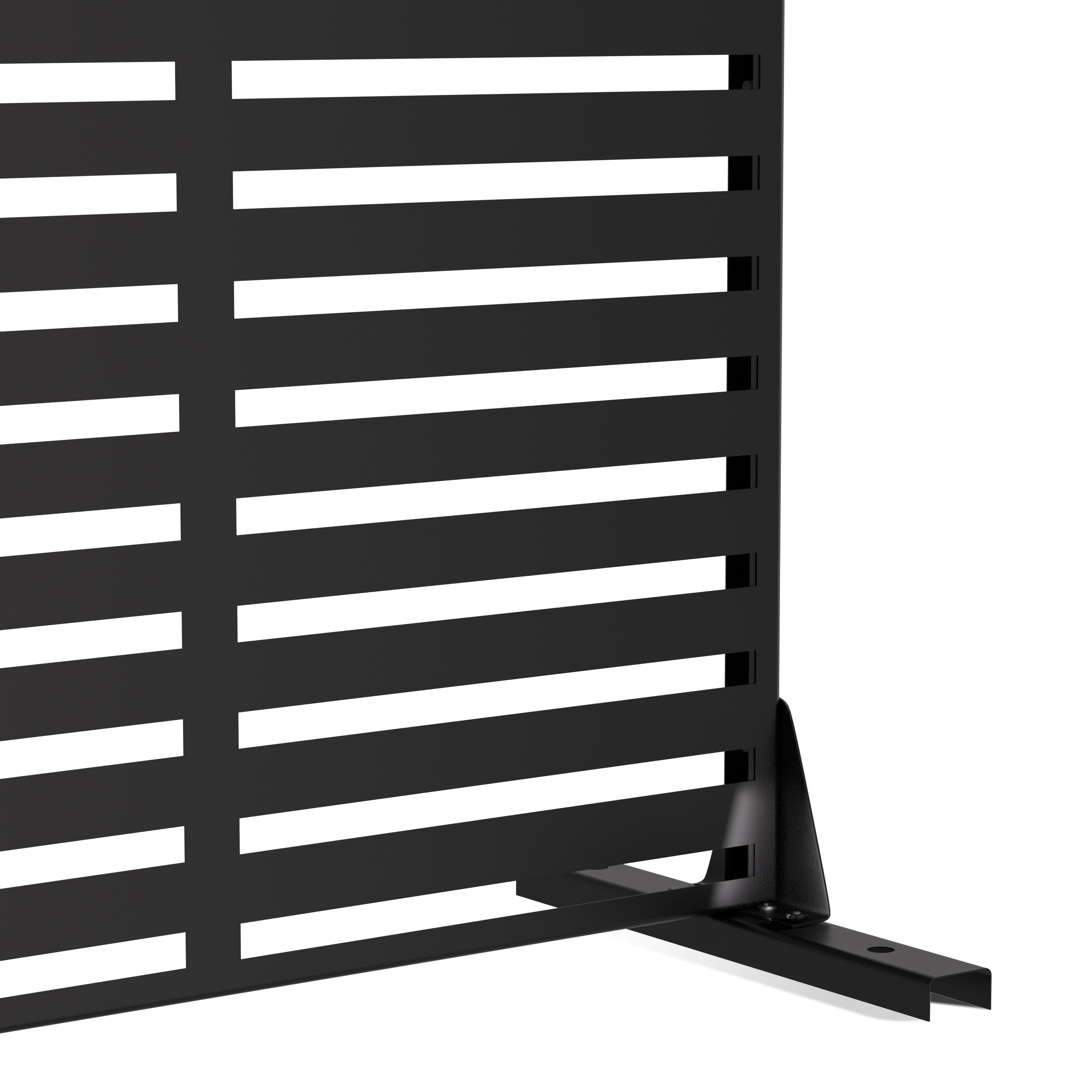 MAYEERTY 72"x47" Outdoor Privacy Screen with Stand Adams Metal Balcony Decorative Screen,Black