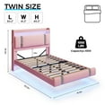 thumbnail image 6 of IDEALSOUL Twin Size Floating Bed Frame with Upholstered Storage Headboard, Metal Platform Bed with Charging Station & LED,No Box Spring Needed,Easy to Assemble (Twin,Pink), 6 of 11