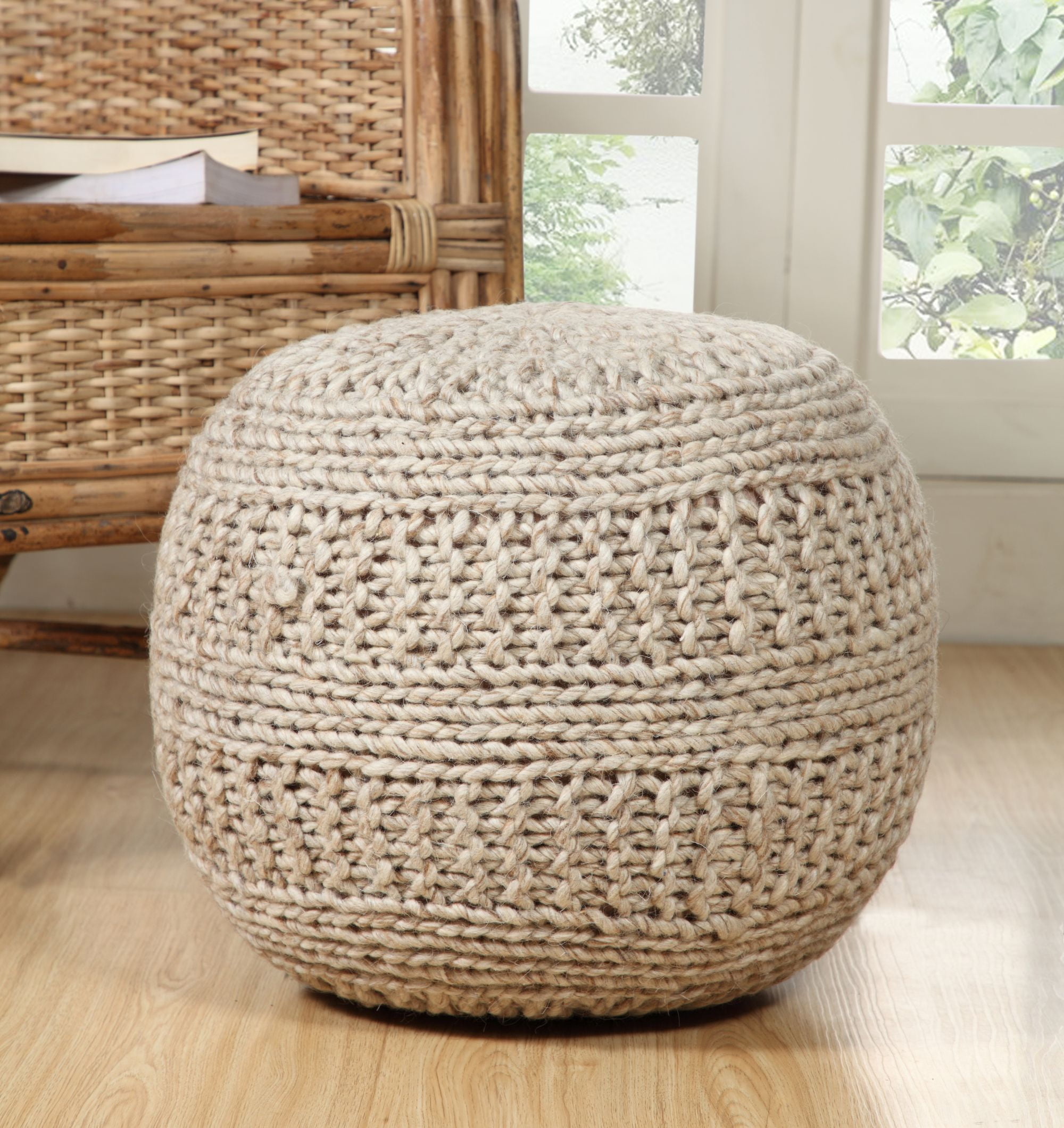 Winston Wool Round Pouf Ottoman