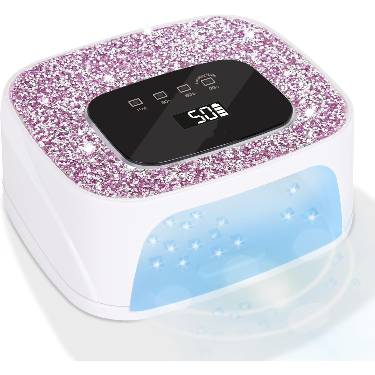 Rechargeable UV/LED Nail Lamp with Auto Sensor, Portable Cordless Gel Nail Dryer Light 4 Timings & Diamond LCD Screen, UV Light for Gel Nails at Home Salon (White)