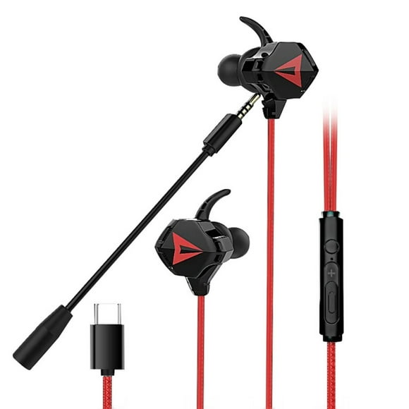 Graflsoa Lightweight Red G5 Gaming Headset with Detachable Mic, Type-C/3.5mm Jack, Noise Cancelling, Stereo Sound, Ergonomic Design for PC, PS4, Xbox, Switch, and Mobile Devices
