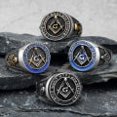thumbnail image 2 of Anillos de acero inoxidable para hombre, masonería, calavera, Punk Rock, Hip Hop, para motorista, hombre, novio, joyería, regalo creativo, oro azul Sailing  Electrónica, 2 of 4
