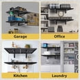 thumbnail image 3 of 2-Pack 2x3ft Heavy Duty Garage Wall Shelving Garage Storage Racks, 560 lbs Load Capacity Garage Shelving Wall Mounted Floating Shelf for Garage with Hooks, 3 of 9
