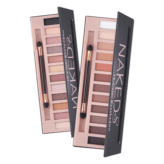 2 Pack 12 Colors Eyeshadow Palette,Natural Nude Matte Shimmer Glitter Pigment Eye Shadow Pallete Set Waterproof Smokey Professional Makeup