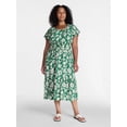thumbnail image 2 of Time and Tru Women's Tiered Midi Dress with Flutter Sleeves, Sizes XS-XXXL, 2 of 5