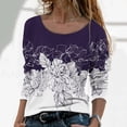 thumbnail image 2 of T-shirts à Manches Longues Col Rond pour Femmes Hauts Tunique Imprimée Florale Tendance Hauts Décontractés Amples Confortables Chandails en Molleton Blouses, 2 of 4