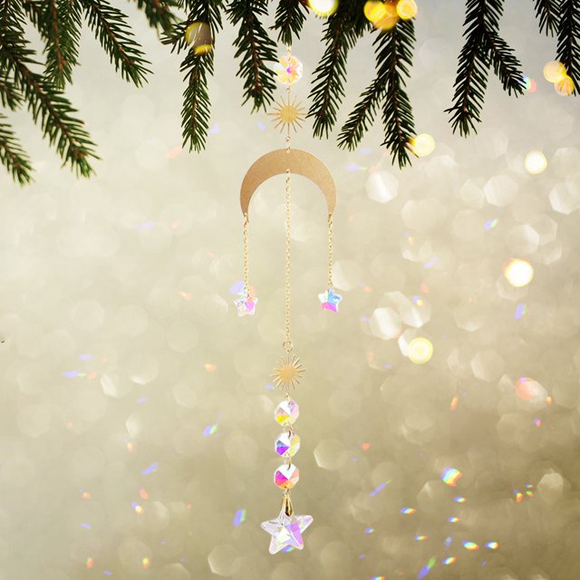 Colgante De Cristal Colgante De Cristal Decoración Metal Rainbow Collection Hanging Star Hexagon Crystal Prism Home Decor (31)