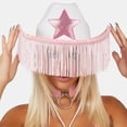 thumbnail image 4 of YUUZONE Pink Cowboy Hat for Girls with Fringe Sequins Star Decorations Rave Cowgirl Hat Birthday Party Hat Costume Accessory, 4 of 7