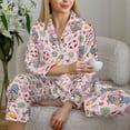 thumbnail image 5 of KLL Hello Summer With Gnome Print Women's Long Sleeve Pajamas with Pants Sleepwear Loungewear 2 Set-Medium, 5 of 7