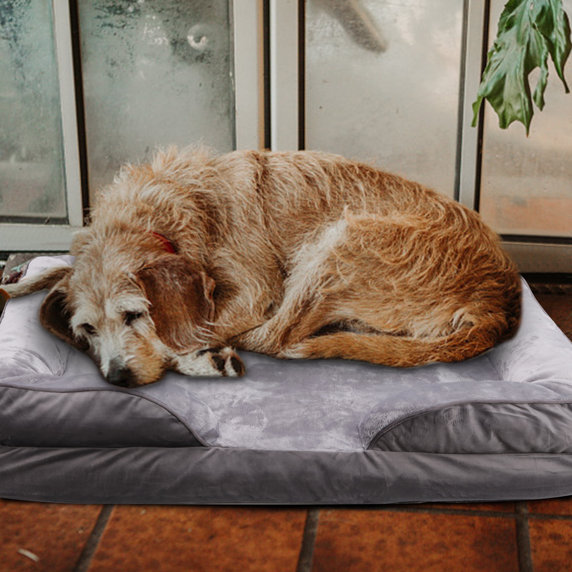 LELINTA Dog Bed Full Memory Foam Dog Beds for Dogs Bolster Pet Couch Bed with Removable Machine Washable Cover, Waterproof Liner and Durable Zipper